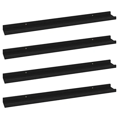 Abbildung von vidaXL 4X Wandregal Bücherregal Wandboard Schweberegal Hängeregal Dekoregal Freischwebend Regal Büroregal Wandablage Schwarz 80x9x3cm