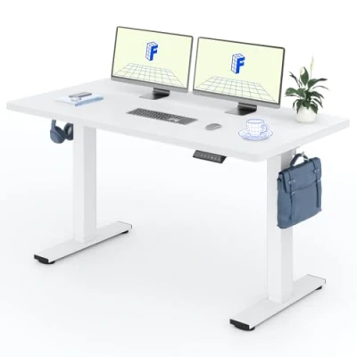 Abbildung von FLEXISPOT Höhenverstellbarer Schreibtisch Basic 160x80cm Einteilige Tischplatte Ergonomisches Sitz Stehpult mit einfacher Bedienung (Weiß)