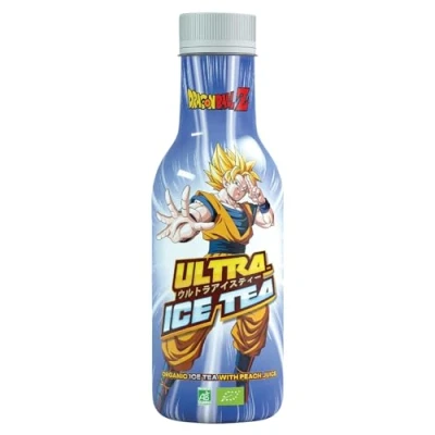 Abbildung von ULTRA ICE TEA Bio Eistee Veganes Schwarzteegetränk mit dem Dragon Ball Charakter Goku Erfrischender Pfirsich Geschmack 1 x 500 ml Einweg