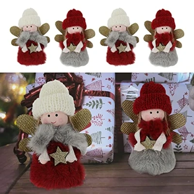 Abbildung von Cepewa Dekoengel 4er Set H11cm zum Aufstellen Metall Polyester Weihnachtsengel Weihnachtsdeko (4er Dekoengel)