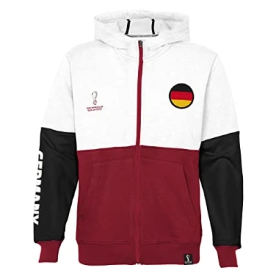 Abbildung von FIFA Jungen Offizieller World Cup 2022 Overhead Hoodie Kapuzen Sweatshirt, weiß/rot/schwarz, 4 5 Jahre