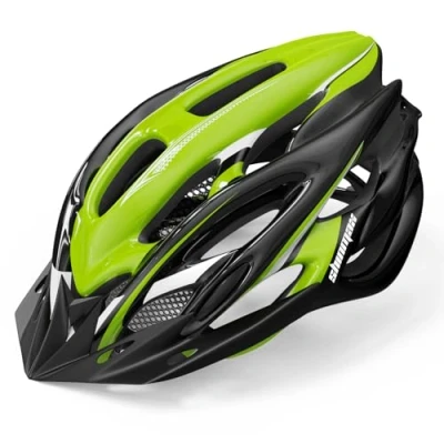 Abbildung von Shinmax Fahrradhelm Herren Damen mit Licht Fahrrad Helm Visier Superleicht Einstellbare MTB Erwachsenen Aufbewahrungstasche (Dunkelgrün)