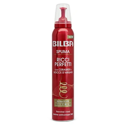 Abbildung von Bilba, Schaum mit Weizenkeimen für lockiges Haar perfekt Ceramiden und Argan Tropfen Professionelle Formel extra starkem Halt belebt Locken Anti Frizz Wirkung 24 Stunden