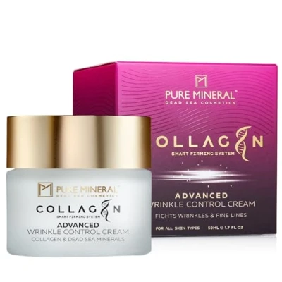 Abbildung von Pure Mineral Fortgeschrittene Faltenkontrollcreme mit Kollagen Totes Meer Mineralien, Reduziert Falten und verbessert die Festigkeit, Lifting Effekt Ohne Silikone, Sulfate, Parabene 50ml