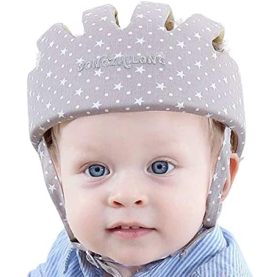 Abbildung von IULONEE Baby Helm Kleinkind Schutzhut Kopfschutz Baumwolle Hut Verstellbarer Schutzhelm (Schneegrau)