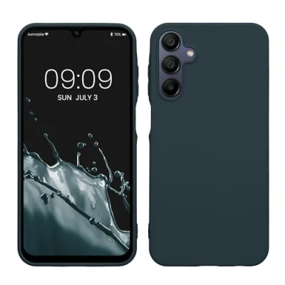 Abbildung von kwmobile Hülle kompatibel mit Samsung Galaxy A15 5G weiches TPU Silikon Case Cover geeignet für kabelloses Laden Dunkler Schiefer