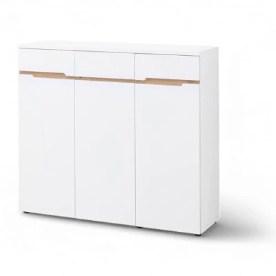 Abbildung von Memphis Schuhschrank in Weiß, Artisan Eiche Optik Schuhregal mit viel Stauraum für Ihre Schuhe 120 x 107 38 cm (B/H/T)