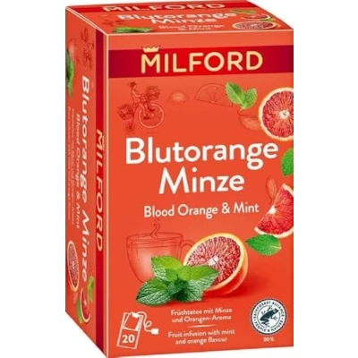 Abbildung von MILFORD Blutorange Minze Früchtetee mit und Orangen Aroma 20 Teebeutel
