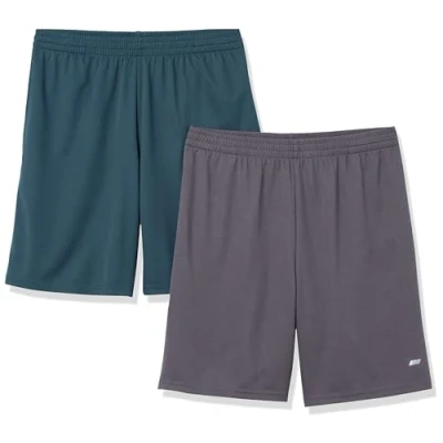Abbildung von Amazon Essentials Herren Leichte Performance Funktionsshorts In Lockerer Passform (Erhältlich Übergrößen), 2er Pack, Dunkelgrau/Dunkelgrün, M