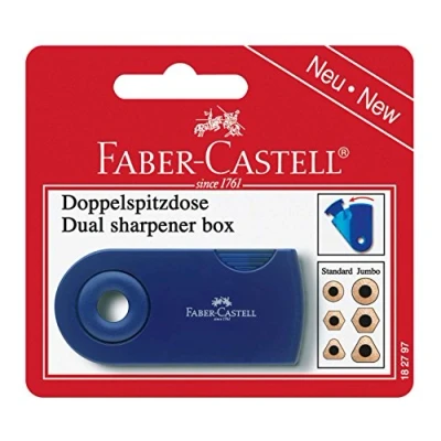 Abbildung von Faber Castell Doppelspitzdose Sleeve farbig sortiert auf Blisterkarte