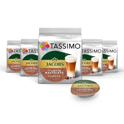 Abbildung von Tassimo Kapseln Jacobs Typ Latte Macchiato Classico, 40 Kaffeekapseln, 5er Pack, 5 x 8 Getränke