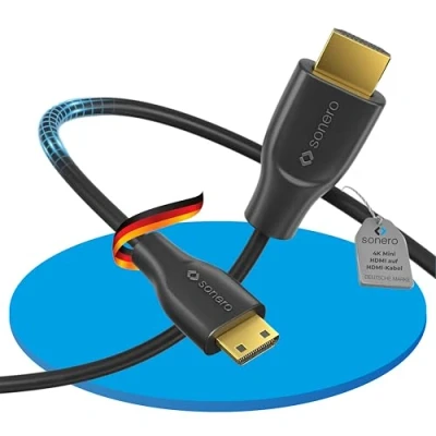 Abbildung von Sonero® 4K Mini HDMI auf Kabel, Premium High Speed, 60Hz, Stecker Stecker, vergoldete Kontakte, zweifache Abschirmung, PVC Mantel, 2,00m