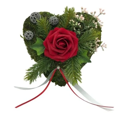 Abbildung von Radami Gartenfigur Grabgesteck Grabschmuck Moosherz Grabherz Trauerherz Grab Herz Gestec