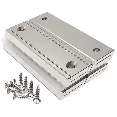 Abbildung von Magnetpro 4 Stück Rechteckmagnete 55 KG Kraft 60 x 20 6 mm mit Loch und Stahlkapsel, Haushalt Industrielle Topfmagnet Schrauben