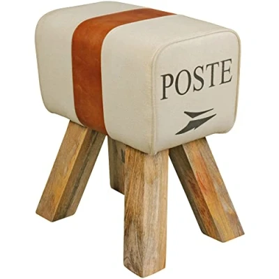Abbildung von möbelando Design Turnbock Sitzhocker Canvas Braun 40 x 30 47 cm Turnhocker Hocker Stoffhocker Springbock Beistellhocker Echtleder Fußhocker