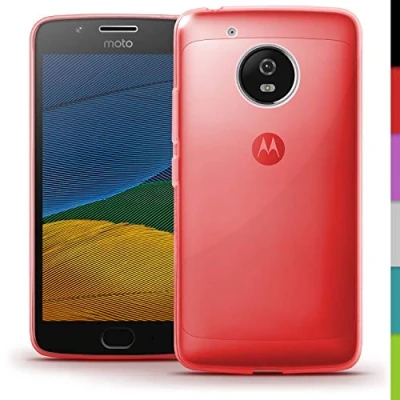 Abbildung von iGadgitz U6507 Solides Glänzend Etui Tasche Hülle Gel TPU und Displayschutzfolie Kompatibel mit Motorola/Lenovo Moto G5 5. Gen Rot