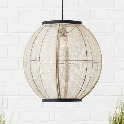 Abbildung von Brilliant Pendelleuchte Tanah, ohne Leuchtmittel, 47cm schwarz/natur