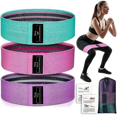 Abbildung von RenoJ Widerstandsbänder, Fitnessband Bootyband, 3 Set Resistance Bands Pull Up, Pilates Stoffbänder für Workout, Yoga, Training, Fitnessstudio, Zuhause
