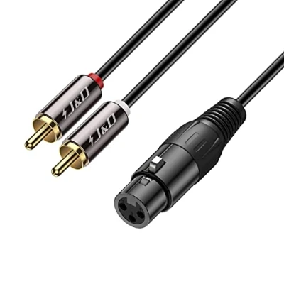 Abbildung von J&amp;D XLR auf Dual Cinch Y Splitter Patch Kabel, PVC Geschält Unbalanced 2x RCA Männlich zu Weiblich Stereo Audio Verbinden Adapterkabel für Lautsprecher Kondensatormikrofon AMP, 0,9 Meter