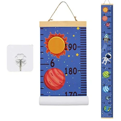 Abbildung von Messlatte Höhe Diagramm HUYU Messleiste Kinder Leinwand Wachstum Chart Wall 200 x 20cm (Sternenblau)