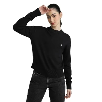 Abbildung von Calvin Klein Jeans Badge Strickpullover, Damen, Größe: XXL, Black