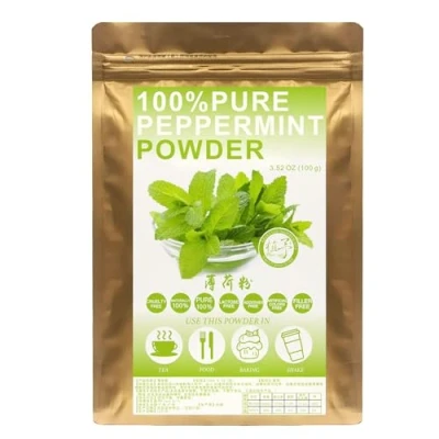 Abbildung von Plant Gift 100% Pure Peppermint Powder 薄荷粉 Natürliches Pfefferminzmehl, Großes Aroma für Getränke, Smoothie, Joghurt, Backen, Kekse, Kuchen, Nicht GVO Pulver, 100G/3.25oz