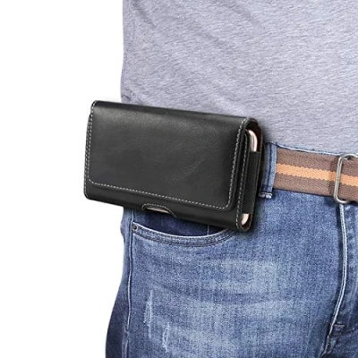 Abbildung von Universal Leder Gürteltasche für Samsung Galaxy S20 Ultra 5G, S20+ A71 Note10 lite, Note20, A91 Ledertasche Holster Google Pixel 3a XL, Schutzhülle
