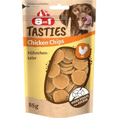 Abbildung von 8in1 Tasties Chicken Chips Hähnchentaler glutenfreie Leckerlis aus köstlicher Hähnchenbrust, 85 g