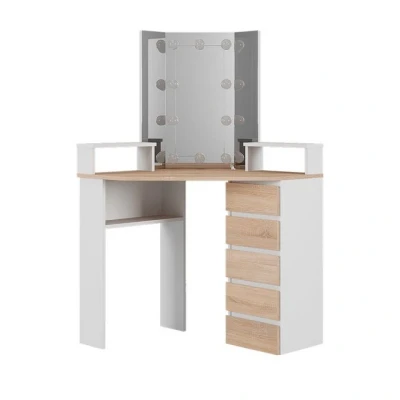 Abbildung von Vicco Eckschminktisch Tilda, Weiß/Sonoma/Sonoma, 113.3 cm mit LED Beleuchtung