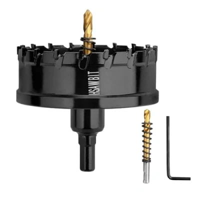 Abbildung von HSAWBIT 54mm Bohrer metall,TCT Hartmetall Schwarz für Löchern in Edelstahl,Eisen,Holz,Kunststoff