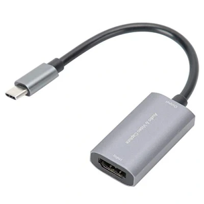 Abbildung von USBC C zu HDMI, Videoaufnahmekarte TYP HDMI USB 4K 1080P Spiel Live Silbergrau Drive Z29A, hochauflösende Spielaufnahmekarte für Mobiltelefone, Spielekonsolen,