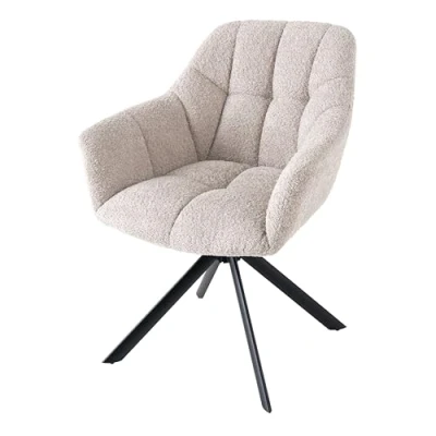 Abbildung von riess ambiente Polsterstuhl PAPILLON beige / schwarz (Einzelartikel, 1 St), Esszimmer · Bouclé Metall Armlehne 180 drehbar Modern Design