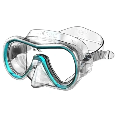 Abbildung von SEAC Unisex Youth Giglio Einglasmaske zum Schnorcheln und Tauchen für Erwachsene Jugendliche, transparent/hellblau, Standard