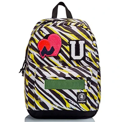 Abbildung von CARLSON INVICTA ANIMALIER PATCH Rucksack aus nachhaltigem Stoff, Geräumige Schultasche für Teenager, Mädchen und Jungen, Uni, Sport &amp; Freizeit, mit Laptopfach, italienisches Design, gestreift