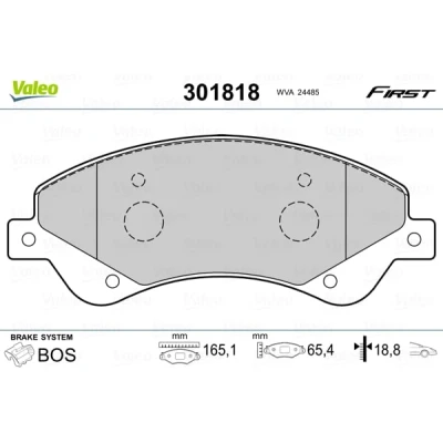 Abbildung von VALEO 301818 Bremsbelagsatz FIRST Vorderachse exkl. Verschleißwarnkontakt ohne Anti Quietsch Blech FORD: Transit Mk6 Kastenwagen, Bus