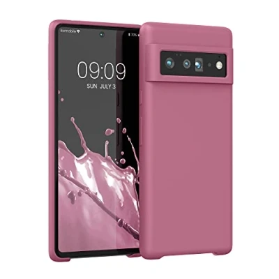 Abbildung von kwmobile Hülle kompatibel mit Google Pixel 6 Pro Silikon Handy Case Handyhülle weiche Oberfläche kabelloses Laden Dark Rose