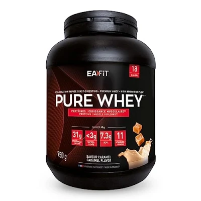 Abbildung von EAFIT Whey Protein Pulver Karamel 750g Premium Molkenproteine für Muskelaufbau Isolate Eiweißpulver Proteinpräparate made in France