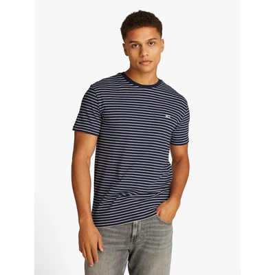 Abbildung von Tommy Jeans Stripe TEE Tshirt print, Herren, Größe: 56, Dark night navy/ecru
