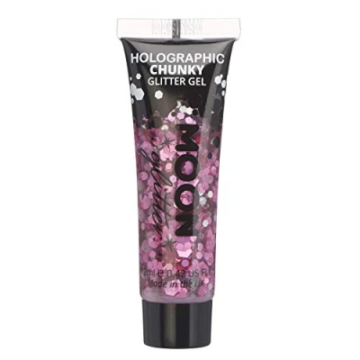 Abbildung von Holographisches Gesichts &amp; Körper Chunky Glitzer Gel von Moon Glitter 12ml Rosa Gesichtsfarbe