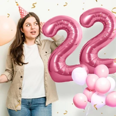 Abbildung von Geburtstag zahlen luftballon 22 jahre Roségold Folienballon XXL Riesen in 40&quot; 101cm Geburtstagsdeko Ballon Zahl Deko zum .Fliegt mit Helium