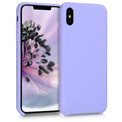 Abbildung von kwmobile Hülle kompatibel mit Apple iPhone XS Max Silikon Handy Case Handyhülle weiche Oberfläche kabelloses Laden Lavendel