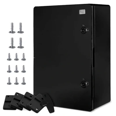 Abbildung von BOXEXPERT ABS Kunststoff Gehäuse, IP65, Wandschrank, Industriegehäuse, Leergehäuse, 500x350x190mm, schwarz, Montageplatte, Verriegelung, Gehäuse der Serie Fleet