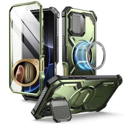 Abbildung von i Blason Armorbox für iPhone 16 Pro Max Hülle mit Kameraschutz Ständer Kompatibel MagSafe Handyhülle Bumper Case Robust Schutzhülle Displayschutz 6.9&#039;&#039; 2024 (Grün)