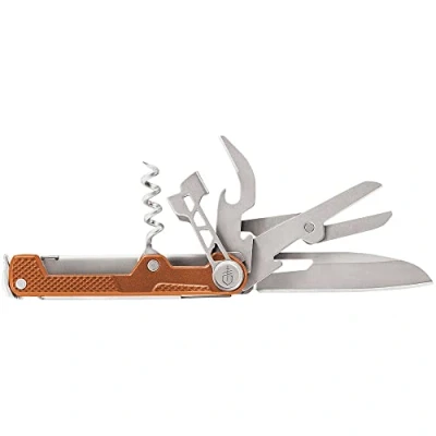 Abbildung von Gerber Taschenmesser mit 8 Funktionen, Multitool glatter Klinge, ArmBar Cork, Orange, Edelstahl/Aluminium, 30 001582