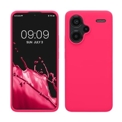 Abbildung von kwmobile Hülle kompatibel mit Xiaomi Redmi Note 13 Pro+ 5G / Pro Plus Silikon Handy Case Handyhülle weiche Oberfläche kabelloses Laden Neon Pink