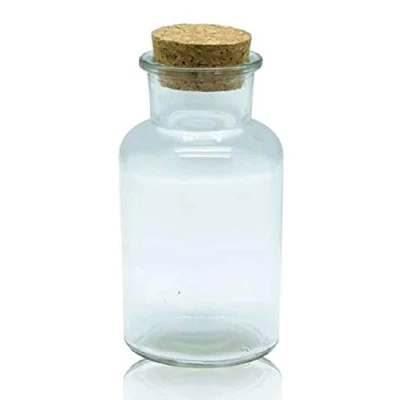 Abbildung von Sandra Rich. Glas Flaschen mit Kork. Rund. 6 Stück Set. Flasche ca 13 x 6,5 cm. 11100 3 99 (6 Set)