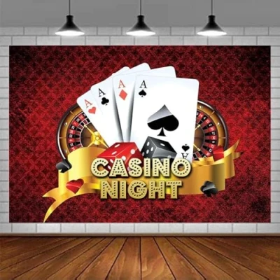 Abbildung von Casino Nacht Fotografie Hintergrund, Poker Roulette Motto Party Dekoration, Banner, Poster, Fotokabinen Requisiten 300x200CM