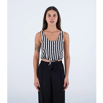 Abbildung von Hurley Damen Olivia Button Up Tank Tshirt, Streifen, L