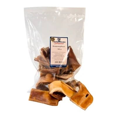 Abbildung von Tiernahrung Schwenner Kurze Rinderkopfhaut für Hunde getrocknet Dog Snacks Zahnpflege 500g 8 18 cm