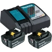 Abbildung von Makita Ladegerät Set 2x BL1860B + 1x DC18RC, 18V,